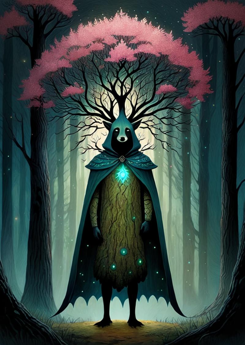 00789-1405344295-(art by  Andy Kehoe,)_ _a forest guardian with a cape, tree-like lower body, bark skin, and luminous blossom-tipped fingers, gui.png